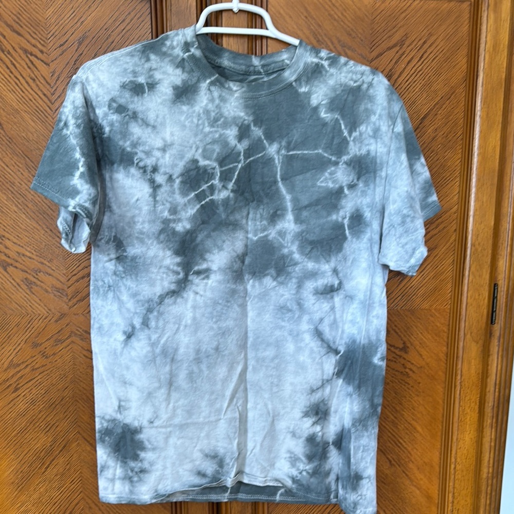 Gray Tie-Dye Men's T-Shirt White Cotton Tee Men, Size S